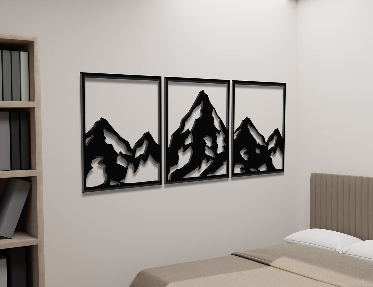 Large Mountain Wall Art 3 Piece - Abstract Mountain Wall Decor - Mountain Canvas Wall - Mountain Decor for Office - Snowy Mountain Wall Art - Rust Free Outdoor & Indoor Wall Decoration Piece