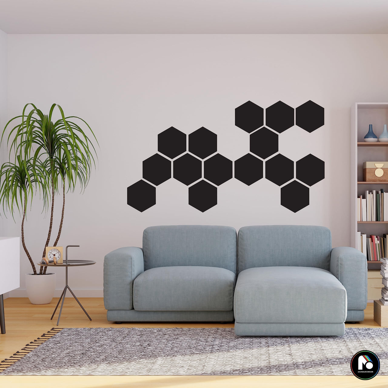 Honeycomb Decorative Wall Art - Pack of 15 Hexagon Shapes - Modern Geometric Design - Geometric Wall Art Decor - Easy Installation - Black & White - Home Wall Decor Art