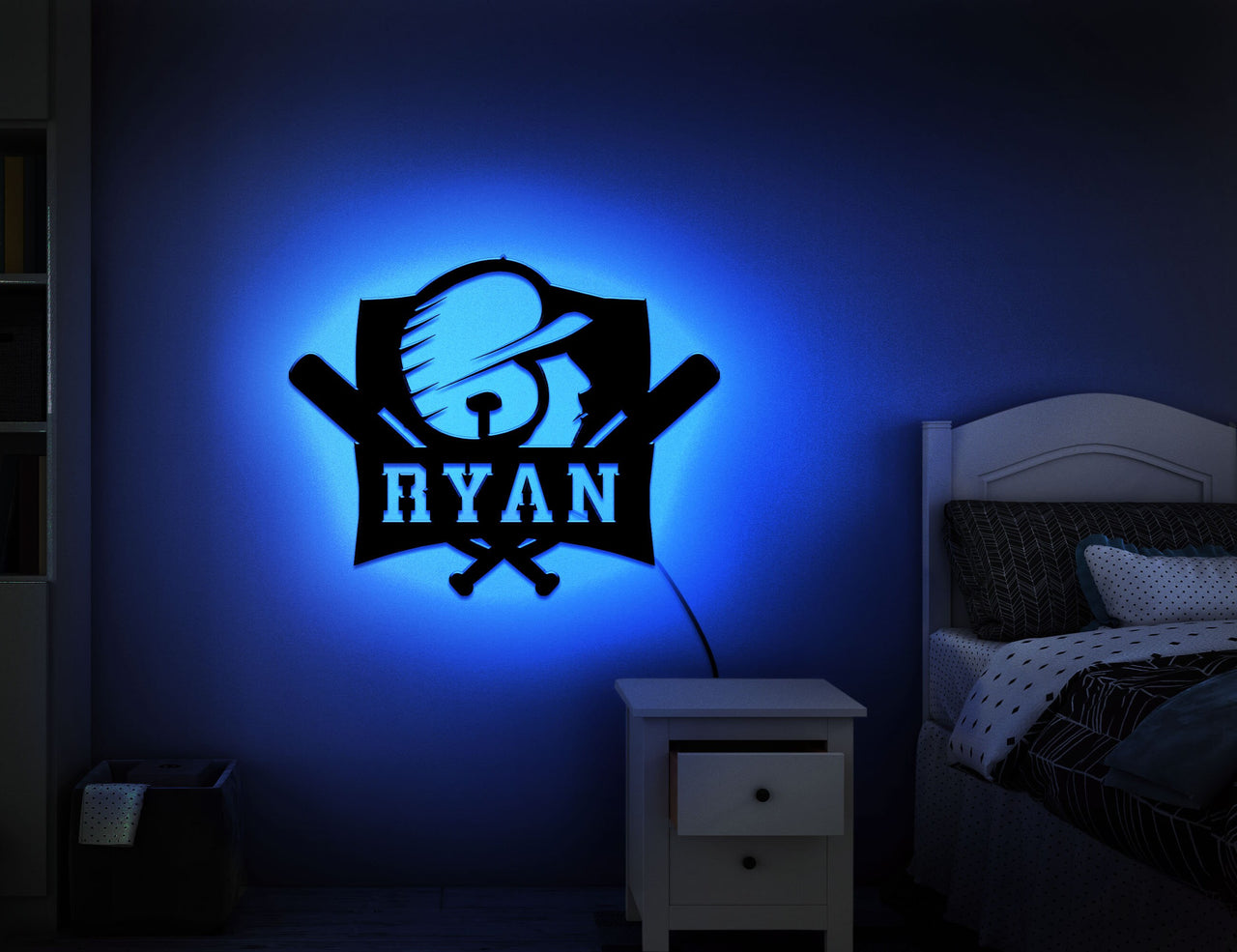 Led Baseball Name Sign