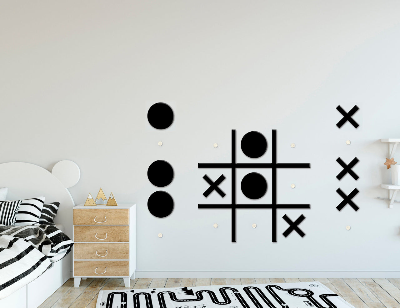 Tic-Tac-Toe Game Wall Art - Tic Tac Toe Playroom Kids Game - Games for Family Time - Noughts and Crosses Game - Board Game Baby Friendly