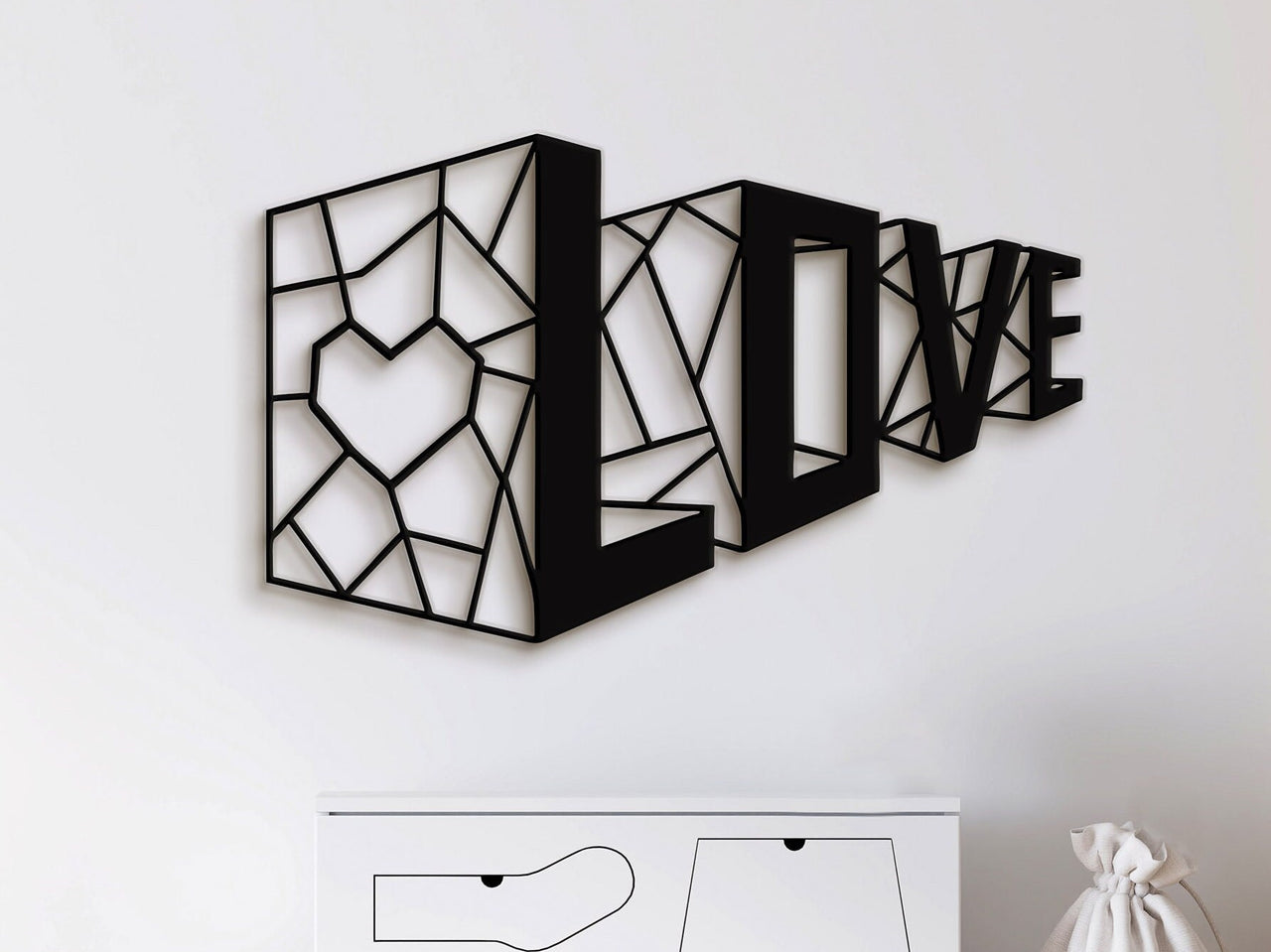 Love Wall Decor - Love Wall Art - Geometric Wall Art - Valentines Decor - Love Geometric Wall Art - Heart Sign Home Decor for Bedroom