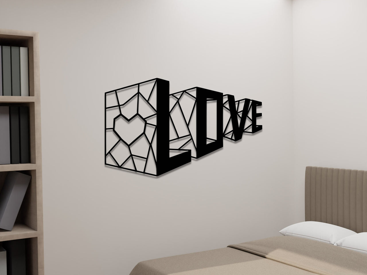 Love Wall Decor - Love Wall Art - Geometric Wall Art - Valentines Decor - Love Geometric Wall Art - Heart Sign Home Decor for Bedroom