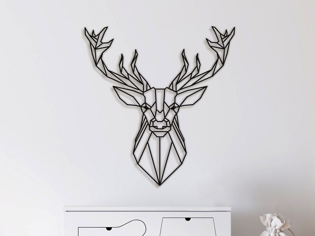 Deer Wall Art Mid Century Modern Art - Geometric Wall Art Boho Decor - Minimalist Art Deer Head Home Decor - Deer Art Print